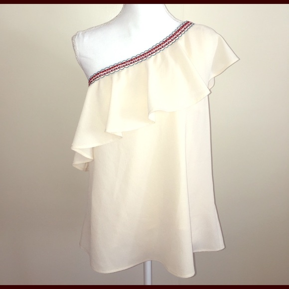 Anthropologie Tops - Anthropologie Paper Crane One Shoulder Blouse M
